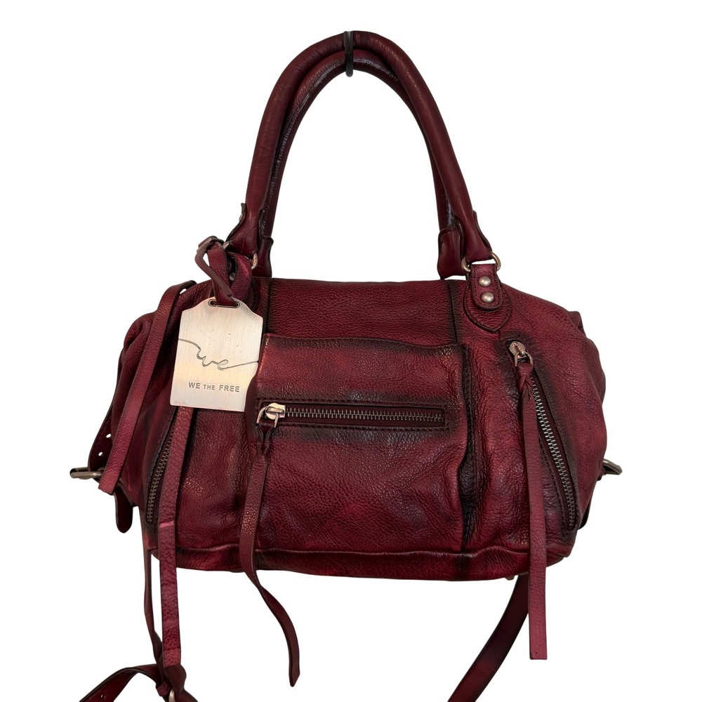 We The Free Baby Emerson Satchel Red Rock Distressed Leather Crossbody Bag